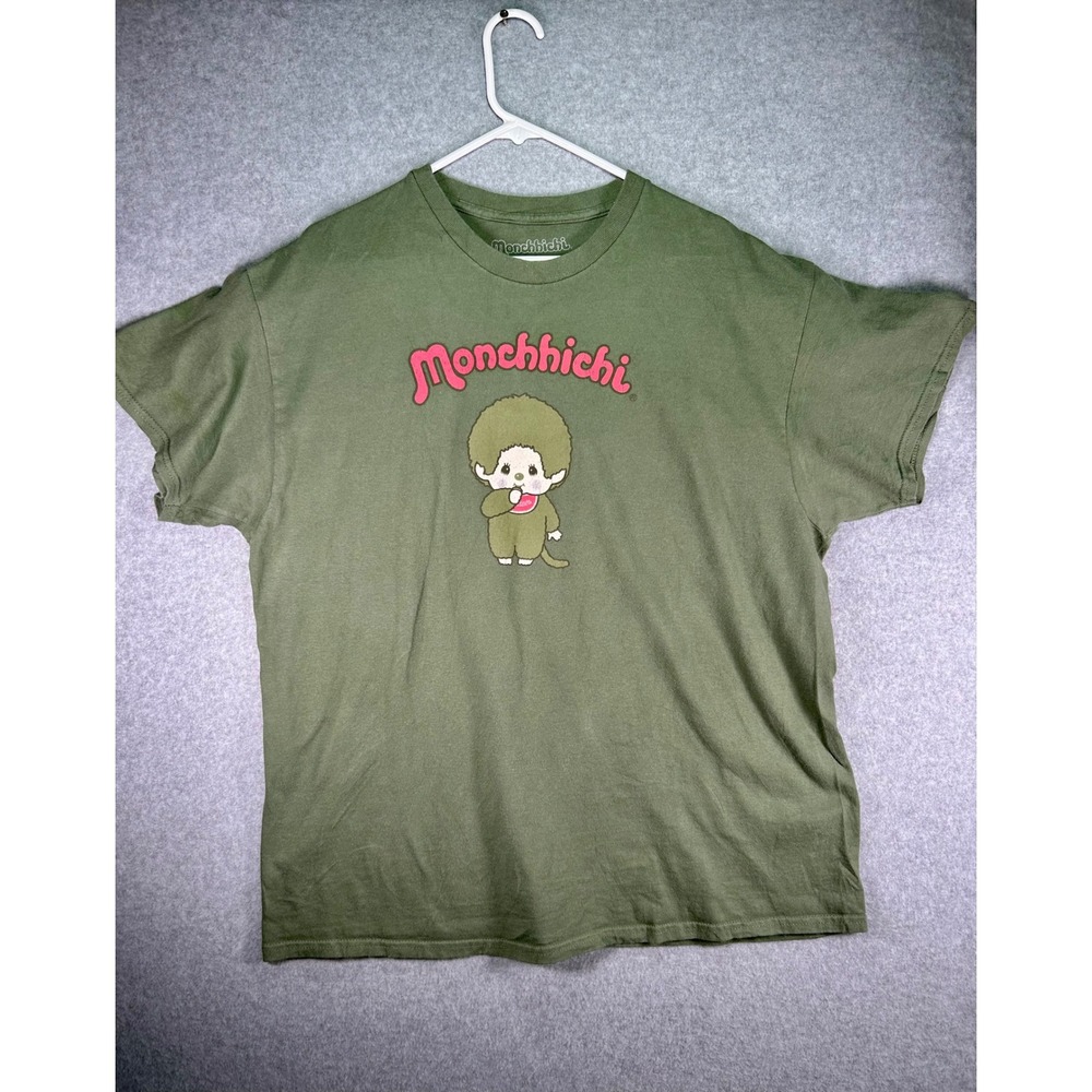 Monchhichi Graphic T-Shirt Mens XL Olive Green Goodie Two Sleeves Cotton Tee